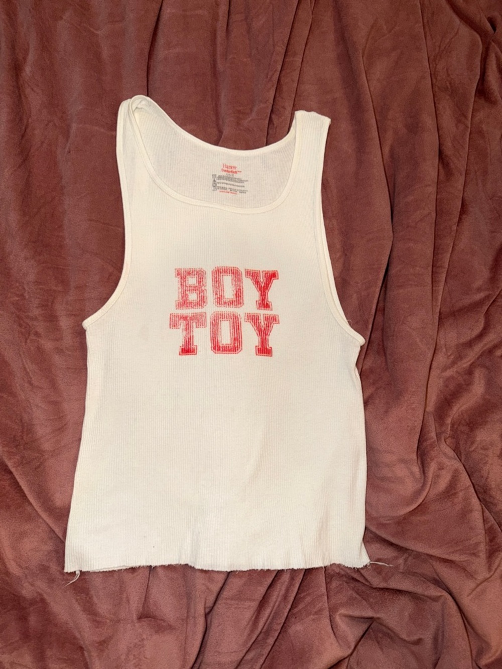 White 'BOY TOY' Ribbed Tank Top for Kids